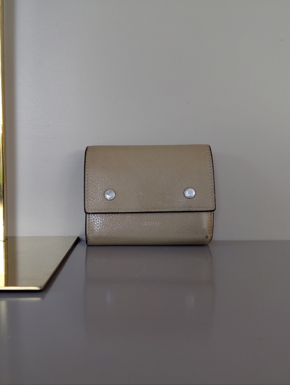 Celine Leather Wallet with Silver Hardware